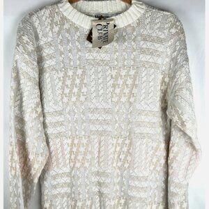 NWT Vintage 80s Private Club White Pastel Sweater Mens M Pullover Cotton Grandpa
